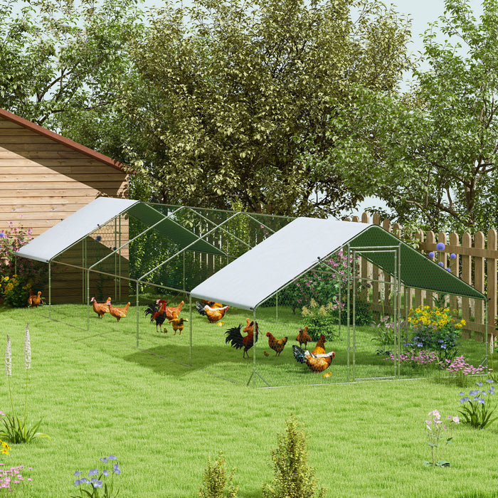 Poulailler En Metal Avec Couvercle 9,8' X 32,8' X 6,4'
