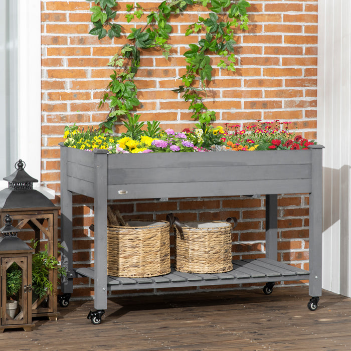 Outsunny 47\" X 21\" Jardiniere Surelevee En Bois, Gris