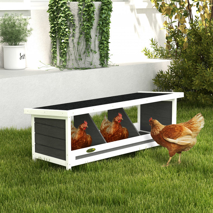 Pawhut Nichoir A Poules, Nichoirs En Bois A 3 Compartiments, Accessoires Pour Poulailler Avec Toit En Asphalte Pour L'interieur Et L'exterieur, Jusqu'a 3 Poules.