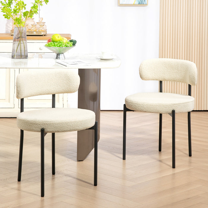 HOMCOM Lot de 2 Chaises de Cuisine avec Pieds en Acier, Beige