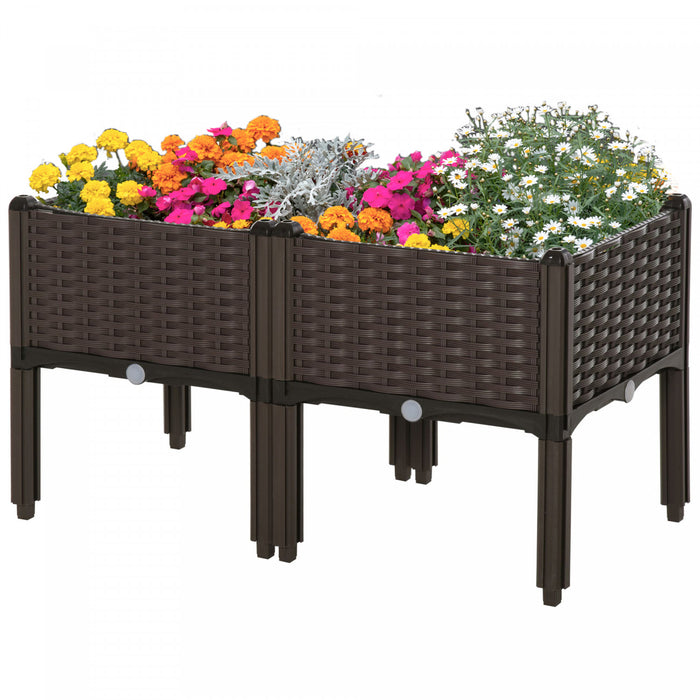 Outsunny Lit de jardin sureleve 2 pieces, parterre de fleurs sureleve