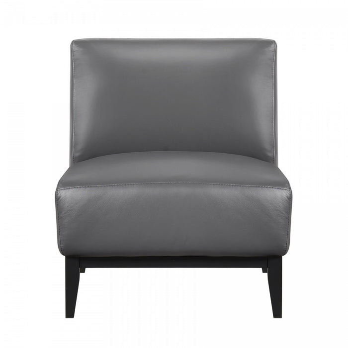 Fauteuil D'appoint Murdock En Cuir Gris Fonce