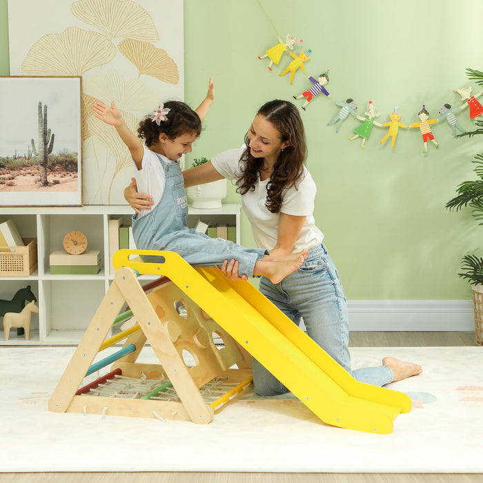 Qaba Ensemble D'escalde Triangulaire 5 En 1, Jouets D'escalade Pour Tout-petits, Ensemble D'escalade, Avec Toboggan, Sacs De Sable, Pour 18 A 48 Mois, Multicolore