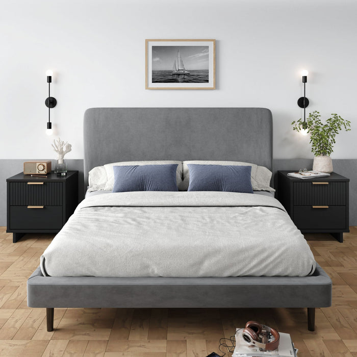Table de nuit Granville Moderne 18\" en noir (2 tiroirs) - Lot de 2