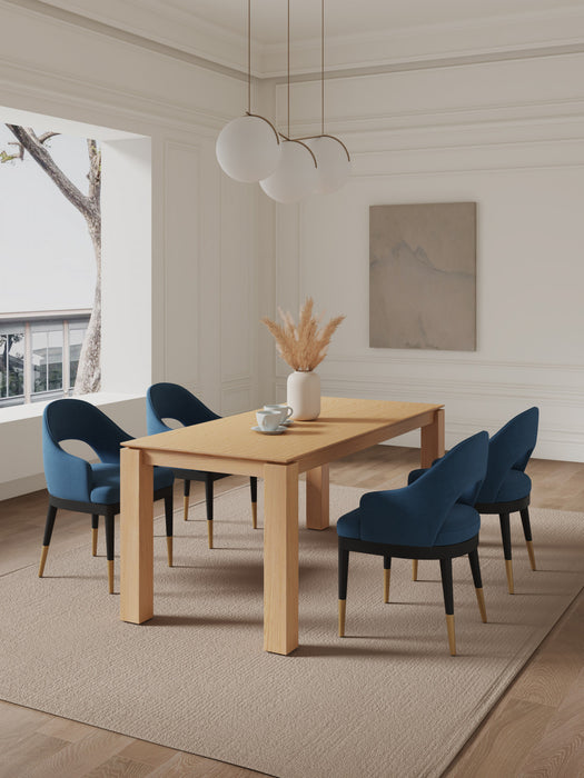 Ensemble de salle a manger moderne industriel chic Carrington et Rockaway 5 pieces, bleu minuit et naturel