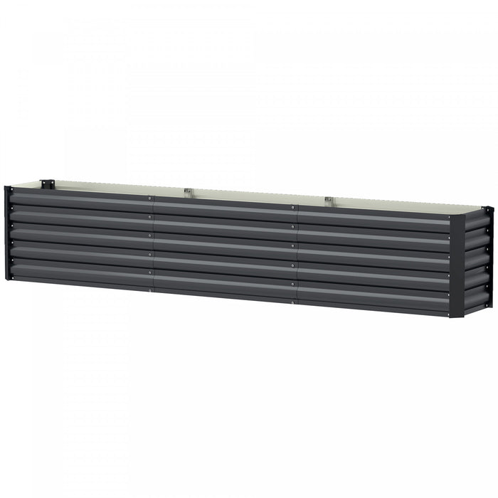 Outsunny Lit de jardin sureleve galvanise, fond ouvert, gris fonce