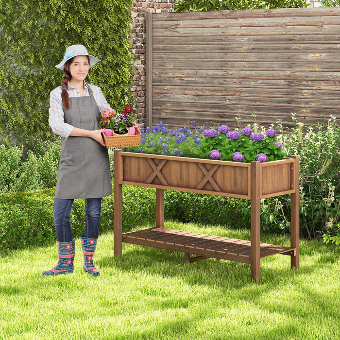 Costway Hips Souleve Lit De Jardin Poly Bois Eleve Planter Boite Avec Les Jambes, Cafe Etagere De Stockage