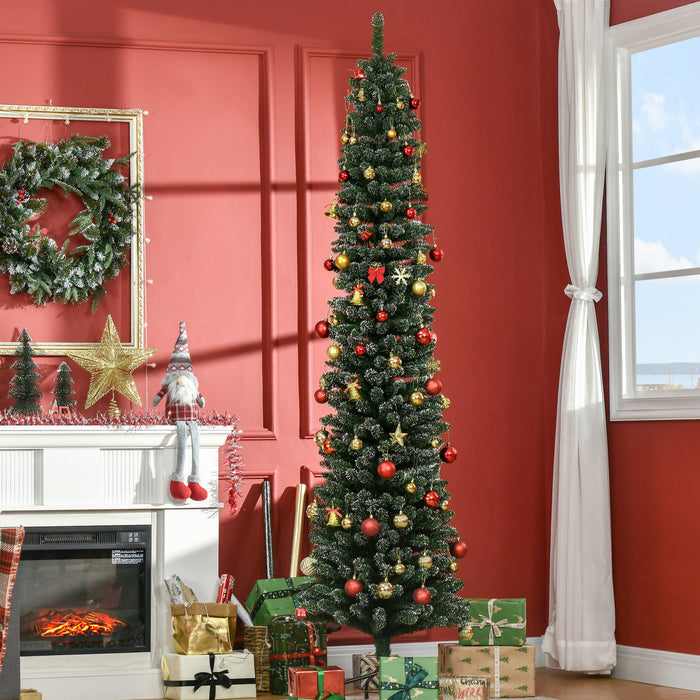 Homcom 7.5ft Artificielle Neige Crayon Trempe Sapin De Noel Vert