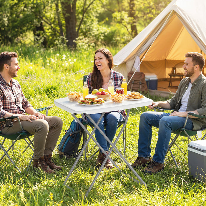 Outsunny Table de Camping Pliante Reglable 75 x 50 cm, Blanc