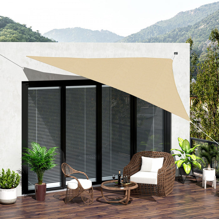 Outsunny Triangle 12' Canopee Voile D'ombrage Protection Uv Abri Exterieur Pour Pelouse Avec Sac De Transport Jardin Sable