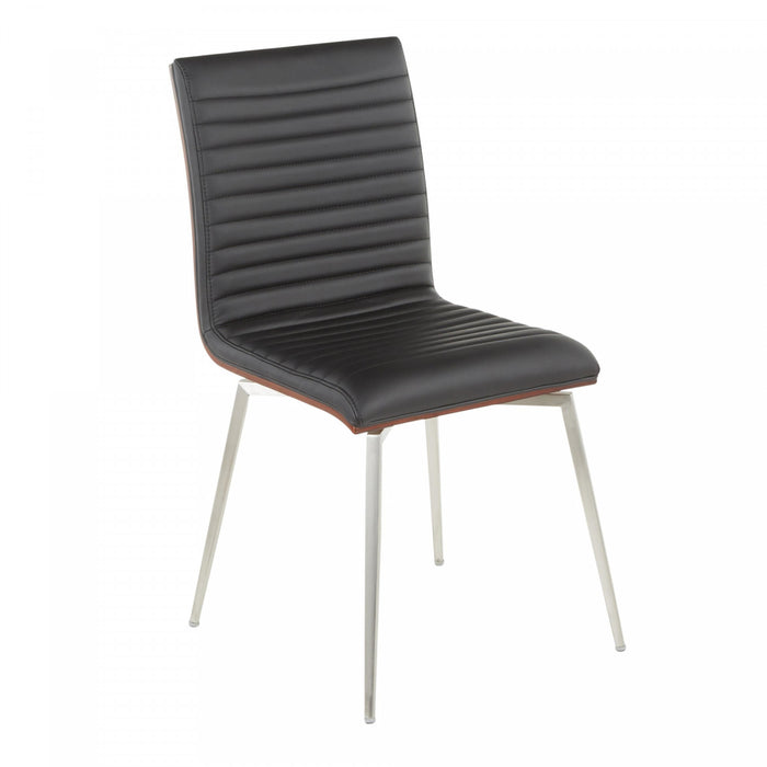 Chaise d’appoint de salle à manger pivotante contemporaine Mason en similicuir noir - ensemble de 2