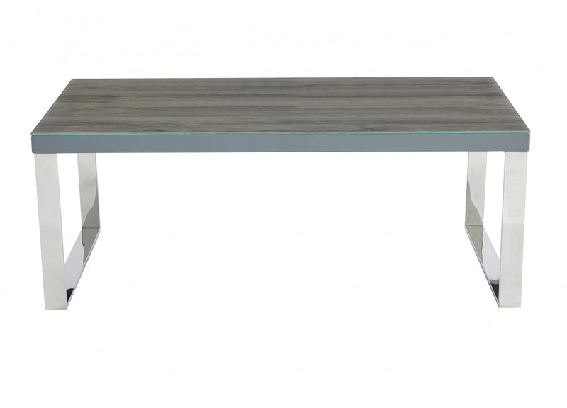 Table basse Sylph avec finition faux bois et acier inoxydable