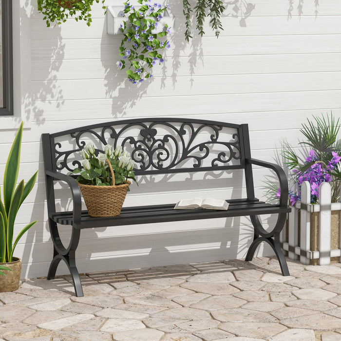 Banc De Jardin Outsunny 50\", Chaise Decorative De Patio Porche, Noir