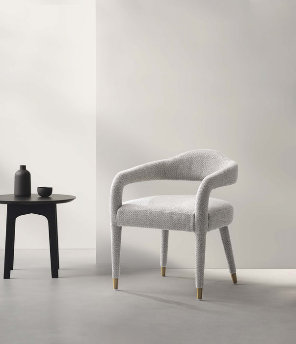 Fauteuil Aspen d’inspiration mi-siecle moderne en tweed rembourre, coloris Silver Lining