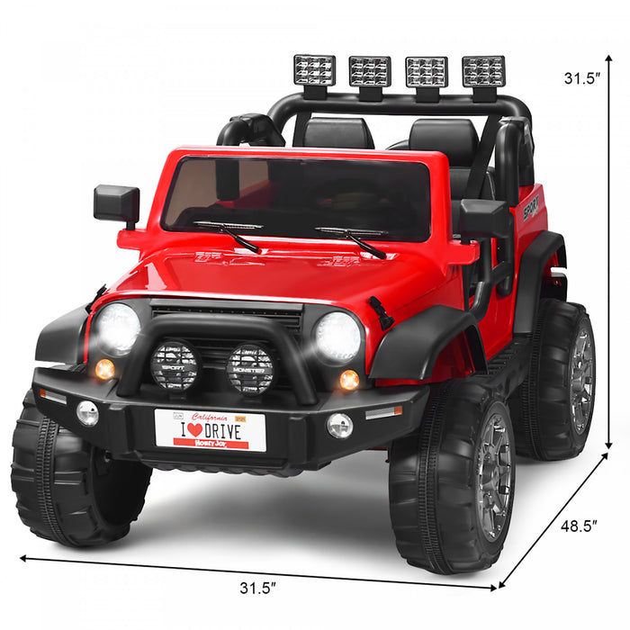 Voiture Pour Enfants 2 Places 12v, Pick-up Telecommande Avec Compartiment De Rangement, Coloris Rouge