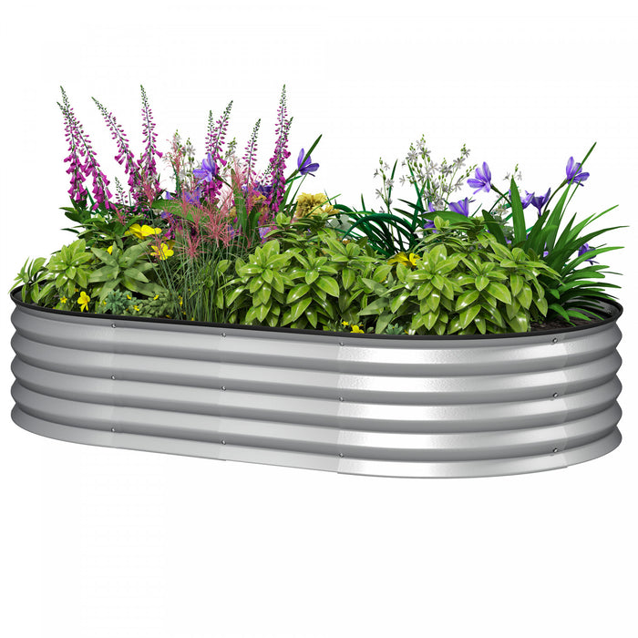 Outsunny Lit de jardin sureleve, jardiniere galvanisee 5' x 3' x 1' argente