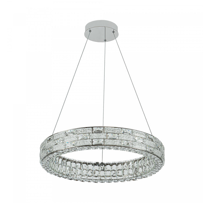 Lustre A Del Integrees Elegance 24 po, Chrome Avec Verres En Cristal