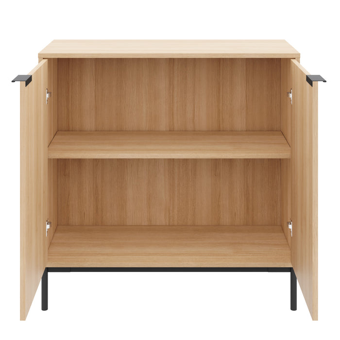 Armoire de rangement mince Nordika à 2 portes - chêne blond naturel