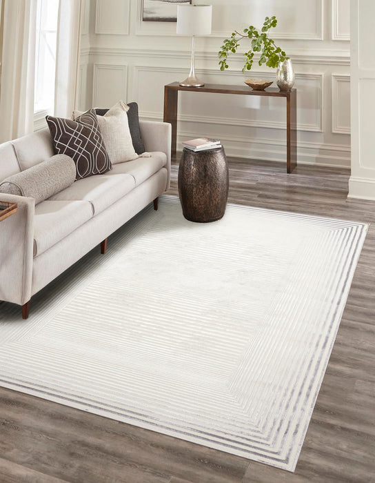 Tapis Contemporain/Moderne Ramona 5'0\" x 8'0\" en Gris