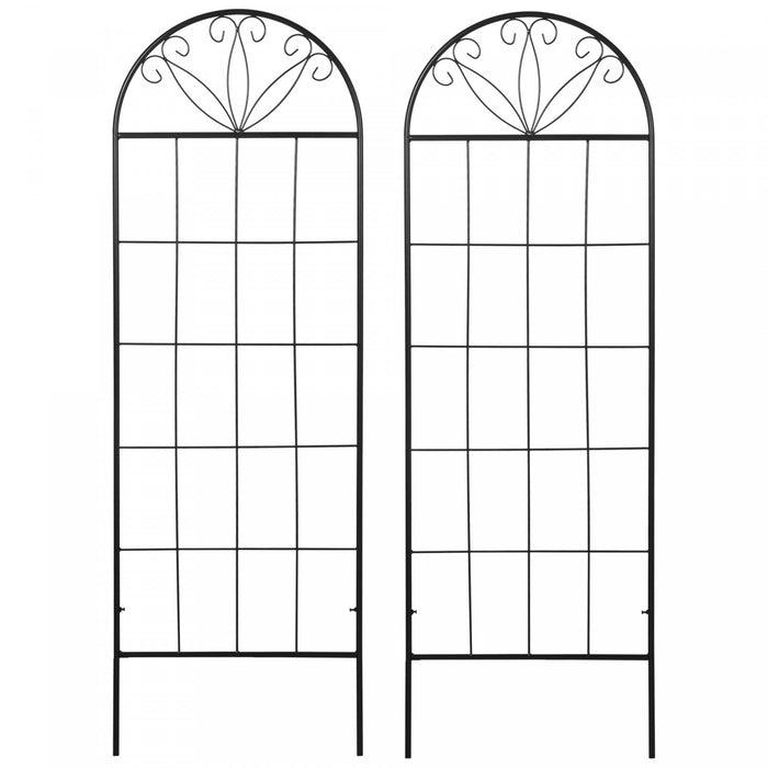 Outsunny Lot De 2 Treillis De Jardin En Metal Pour Plantes Grimpantes, Noir