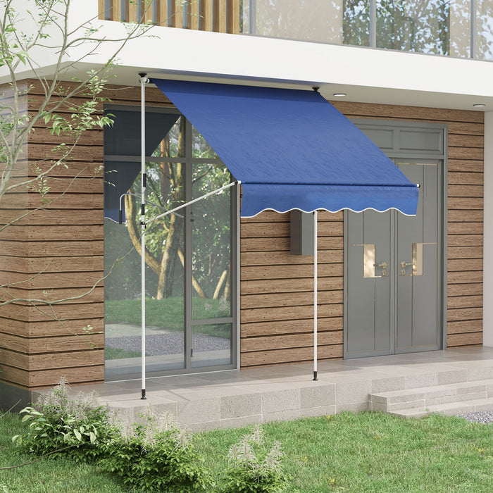 Outsunny 6.6'x5' Abri Solaire Retractable Manuel, Bleu Fonce