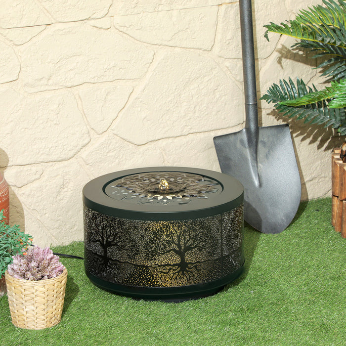 Outsunny Fontaine D'exterieur Avec Lumieres Led Fontaine Cascade De Jardin