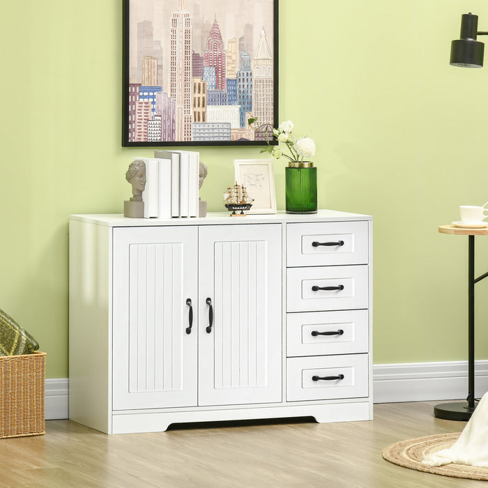 HOMCOM Buffet Moderne Armoire Autoportante Cupboard Blanc