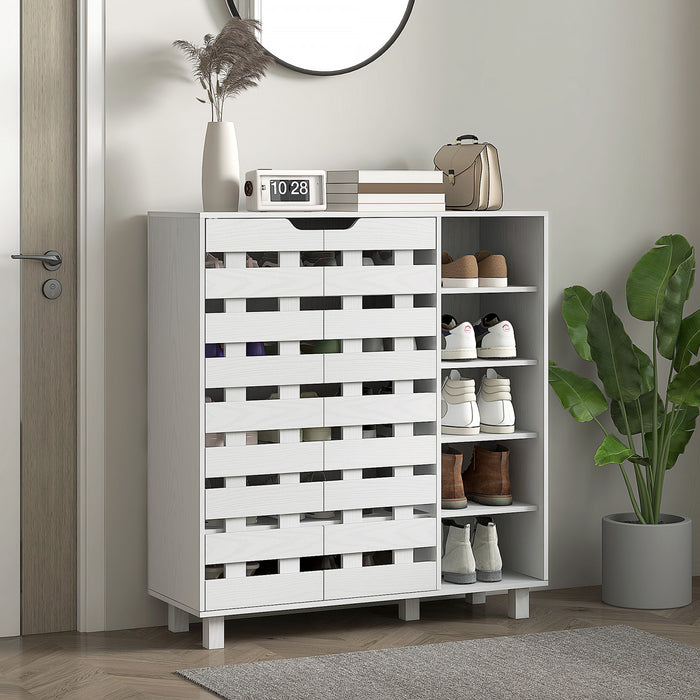 HOMCOM Armoire a chaussures avec placard a 5 niveaux et 5 etageres ouvertes