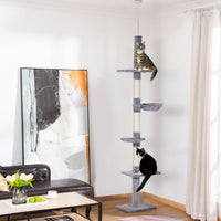 Pawhut Arbre D'escalade Pour Chat De 8,5 Pieds Centre D'activites Kitty A 5 Niveaux Jouet D'escalade