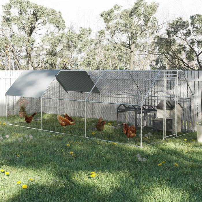 Pawhut Poulailler En Metal De 18,5 Pi Avec Toit, Cloture Pour Poulailler, Cage A Poulet, Enclos A Poulet Exterieur
