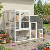 PawHut Catio Outdoor Cat Enclosure, 63" L Large Cat House with 4-Way Adjustable Door, Private House, Hammock, 2 Platforms, Weatherproof Asphalt Roof for 1-3 Kittens, Grey