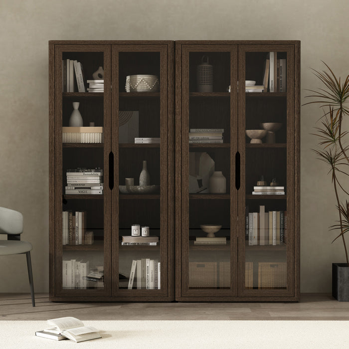 Armoire bibliotheque moderne Rivington 38\" en noyer - Lot de 2