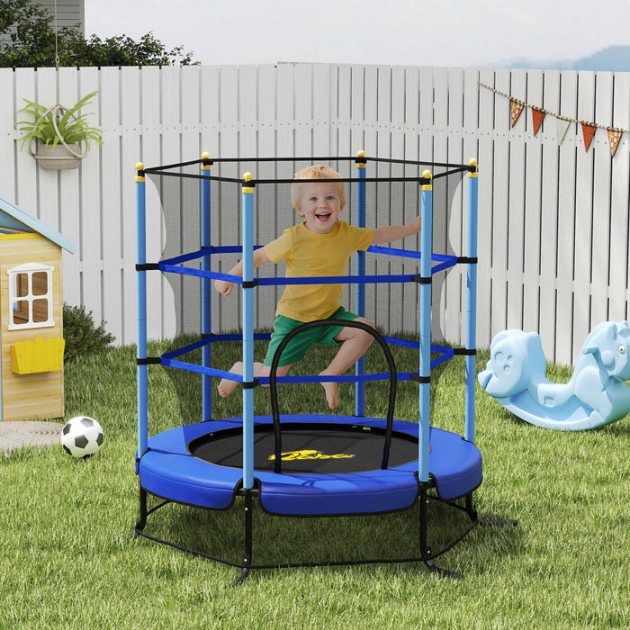 Qaba Mini Trampoline pour Enfants 65 po avec Filet de Cloture Integre Fermeture Eclair Coussin de Securite Interieur Exterieur pour Enfants Tout-Petit Age 3-6 Ans
