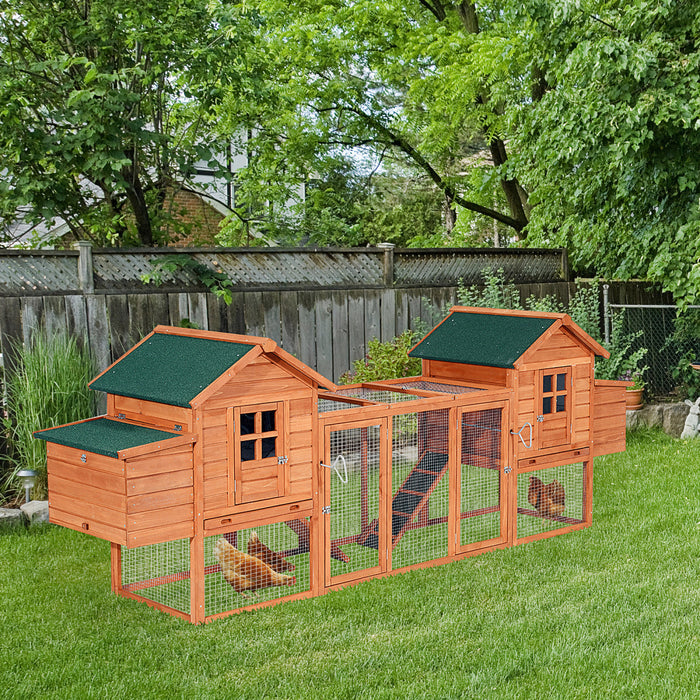 Pawhut 123\" Double Poulailler En Bois Grand Poulailler Lapin Clapier Poule Volaille Cage Arriere Avec Rampes Exterieures Et Nichoirs