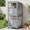 PawHut Catio Outdoor Cat Enclosure, Wooden Cat House on Exercise Wheels Indoor Outdoor, Kitty Cage with Resting Box, Waterproof Roof, for 2 Cats, 25.6" x 25.6" x 63", Dark Grey