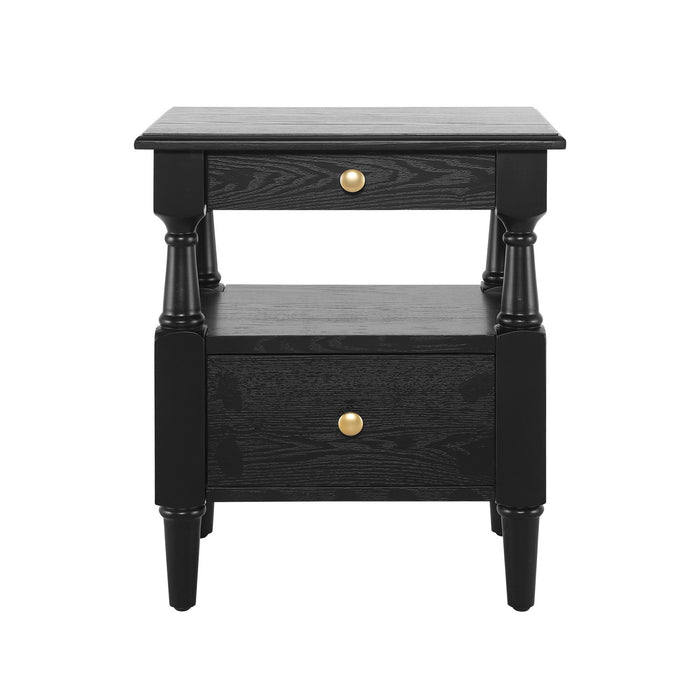 Aspen Lot de 2 Tables de Nuit avec Tiroirs et Etageres Ouvertes, Noir