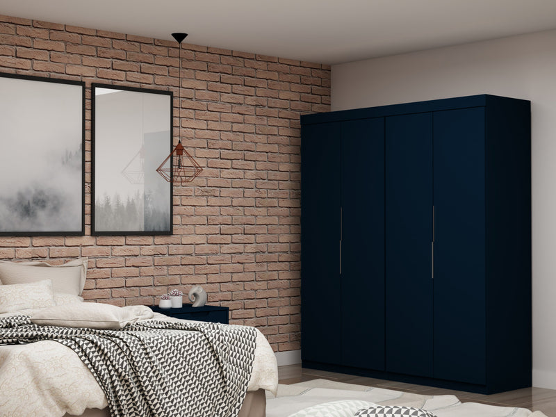 Armoire-penderie contemporaine moderne Mulberry 9 pieces en bleu minuit