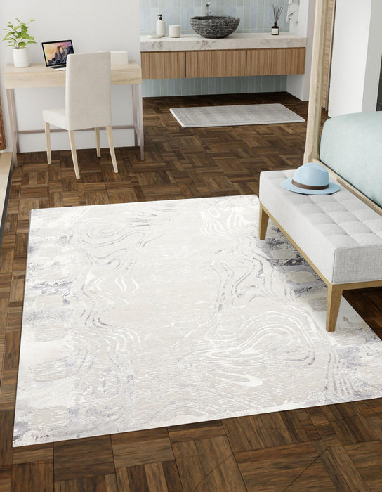 Tapis Contemporain/Moderne Echo 5'0\" x 8'0\" en Gris