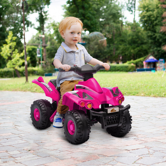 Qaba Quad 6 V Pour Enfants, Vehicule Electrique A 4 Roues Alimente Par Batterie Pour Enfants Avec Musique, Avant, Pour Garcons Et Filles, Tout-petits Ages De 2 A 6 Ans, Rose