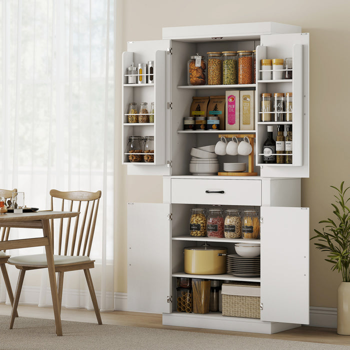 HOMCOM Armoire de cuisine de 72 po, armoire de rangement, blanc