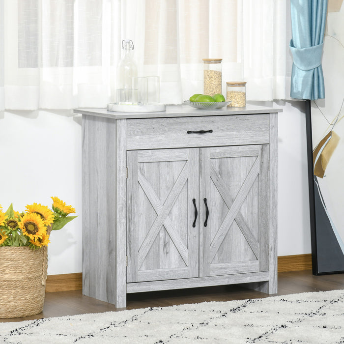 HOMCOM Buffet Ferme Porte Grange Gris Graine