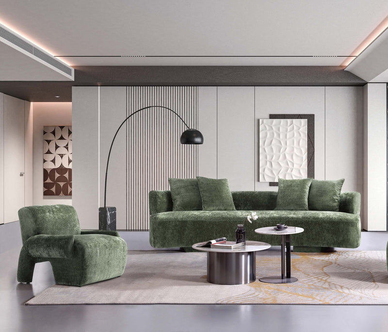Ensemble de canape 2 pieces Verandah style mid-century modern en vert olive