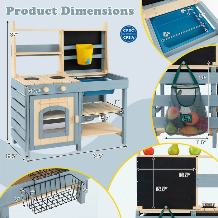 Costway 2-en-1 Cuisine De Boue Exterieure Avec Robinet Et Evier Amovible Paniers Metalliques Sac De Stockage