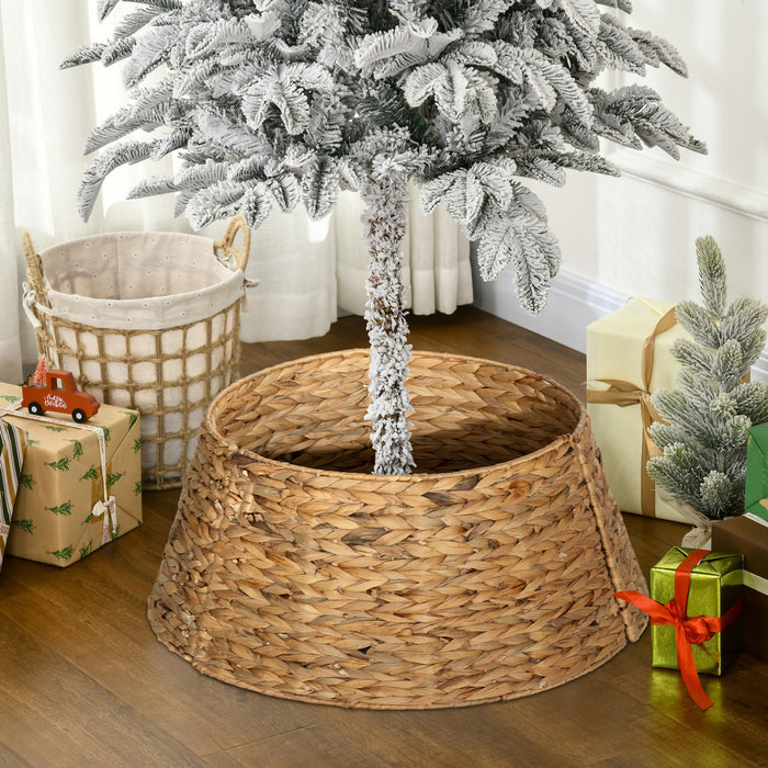 Homcom Cache-pied De Sapin De Noel En Jacinthe Tressee De 24 Po, Naturel