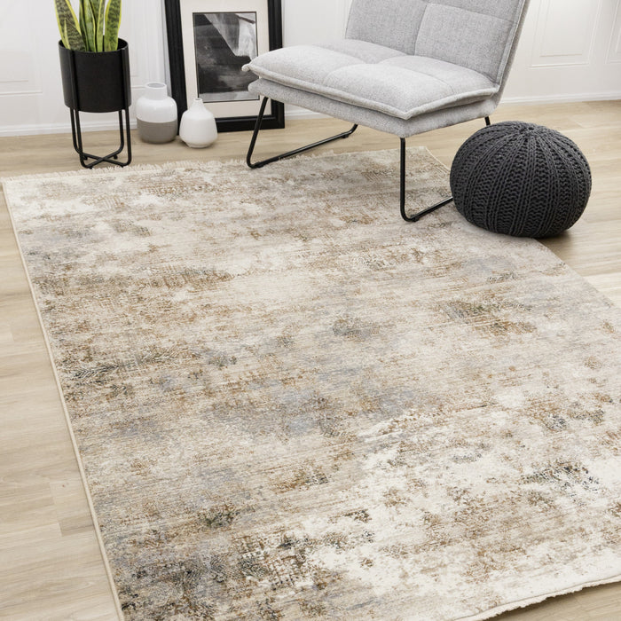 Carpette Sydney beige, grise et crème à motif vieilli - 5 pi 3 po x 7 pi 10 po