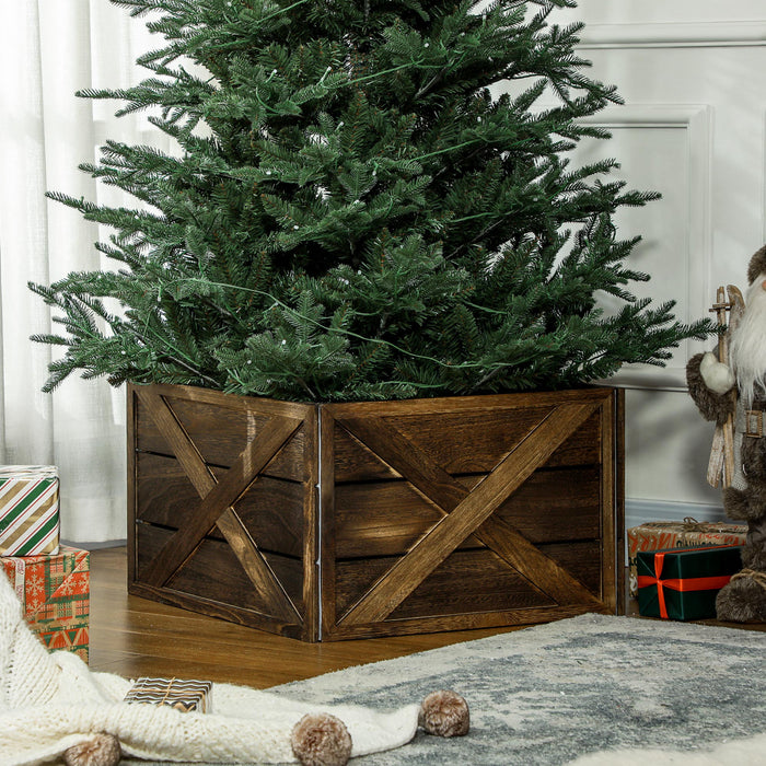 HOMCOM Cache-pied de sapin en bois, 24 po, Finition bois vieilli fonce