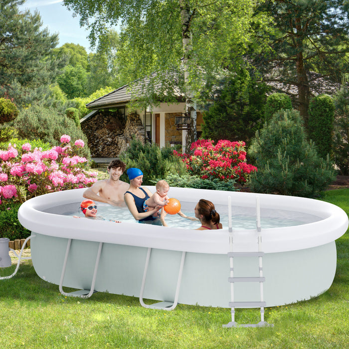 Outsunny Piscine Hors Sol, Piscine A Cadre Rectangulaire Non Gonflable