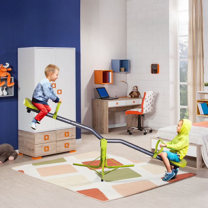 Homcom Blancoire Pivotante 360° Enfants Equipement Aire De Jeux Rotation Vert Et Gris