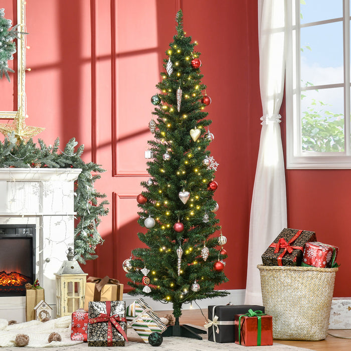 Homcom Arbre De Noel Artificiel Crayon Pre-illumine De 6 Pieds Avec 390 Embouts Et 200 Lumieres Led Blanc Chaud