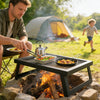 Outsunny Folding Campfire Grill, 22" x 12" Heavy Duty Carbon Steel Grill Grate with Folding Legs, Portable Campfire Cooking Equipment for Outdoor BBQ and Open Fire, Black